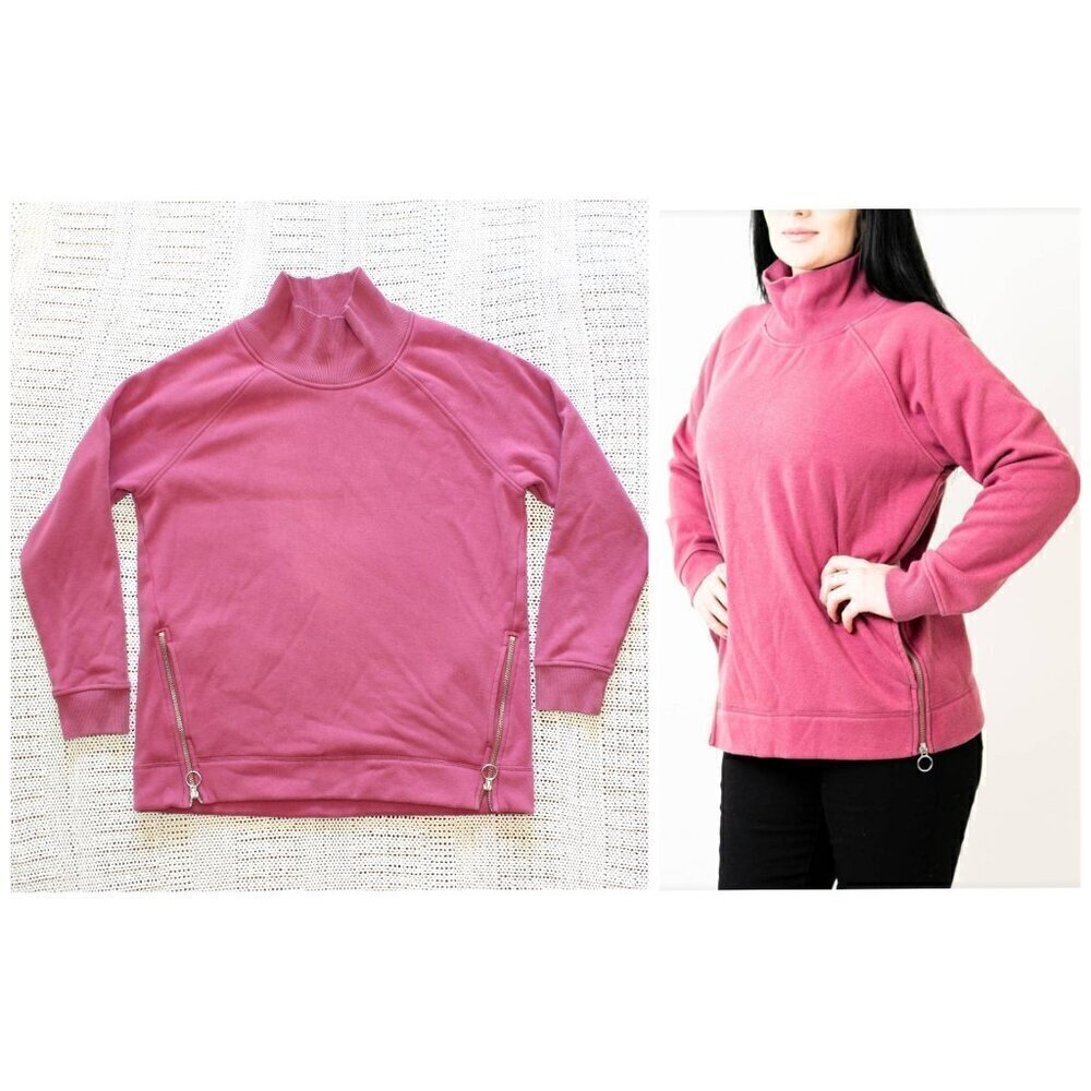 Athleta Cozy Karma Turtleneck Pink Women Sweater Size M Sherpa lined Long Sleeve